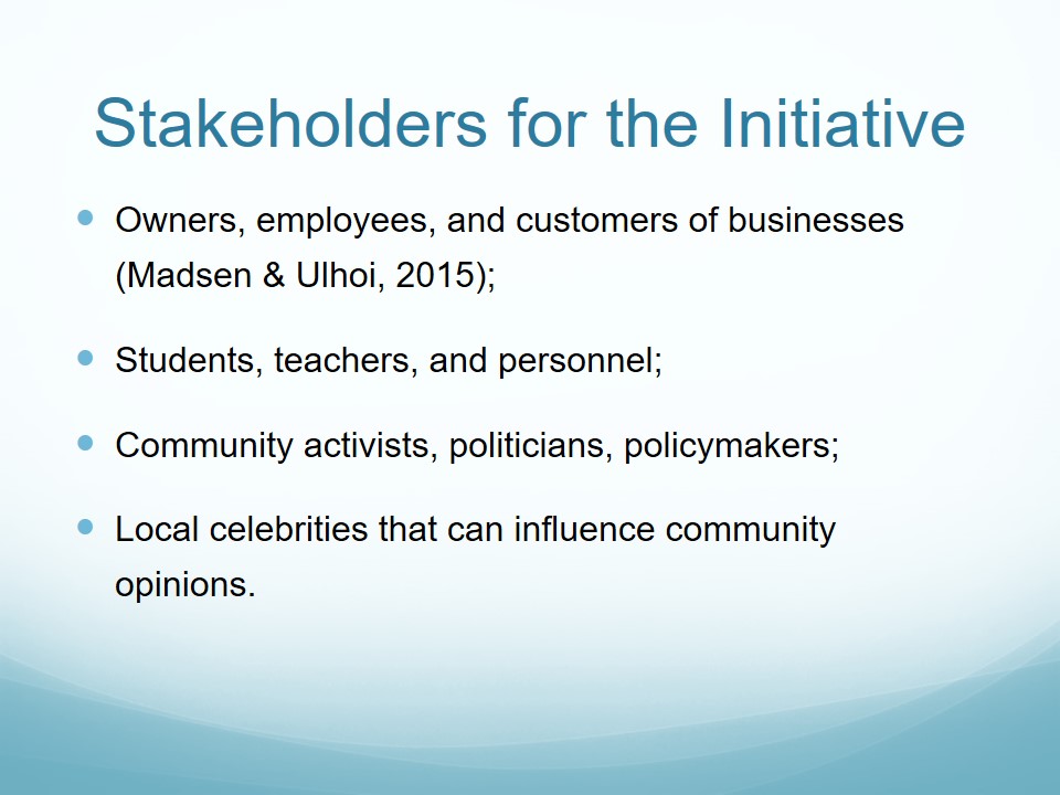 Stakeholders for the Initiative