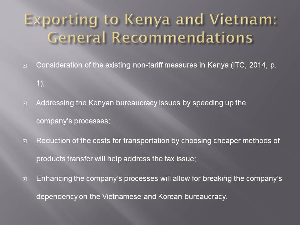 Exporting to Kenya and Vietnam: General Recommendations