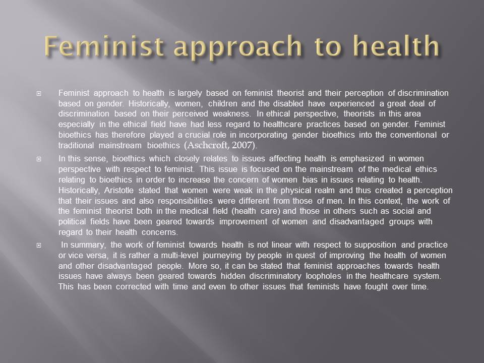 Feminist approach to health