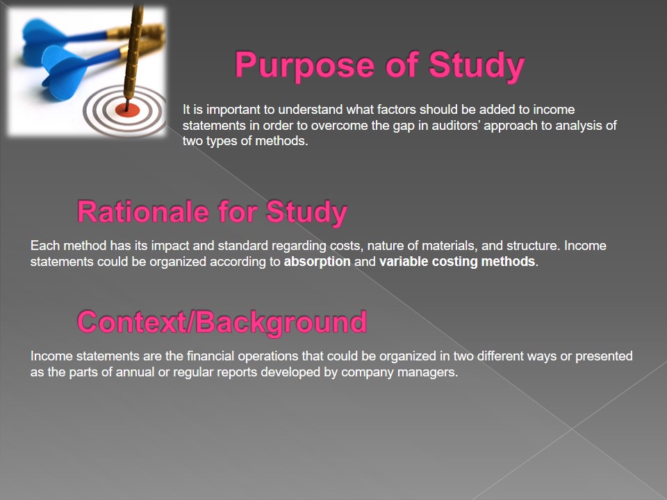 Purpose of Study. Rationale for Study. Context/Background