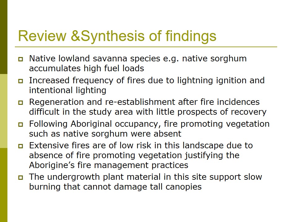 Review & Synthesis of findings