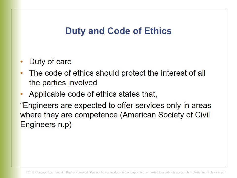 Duty and Code of Ethics