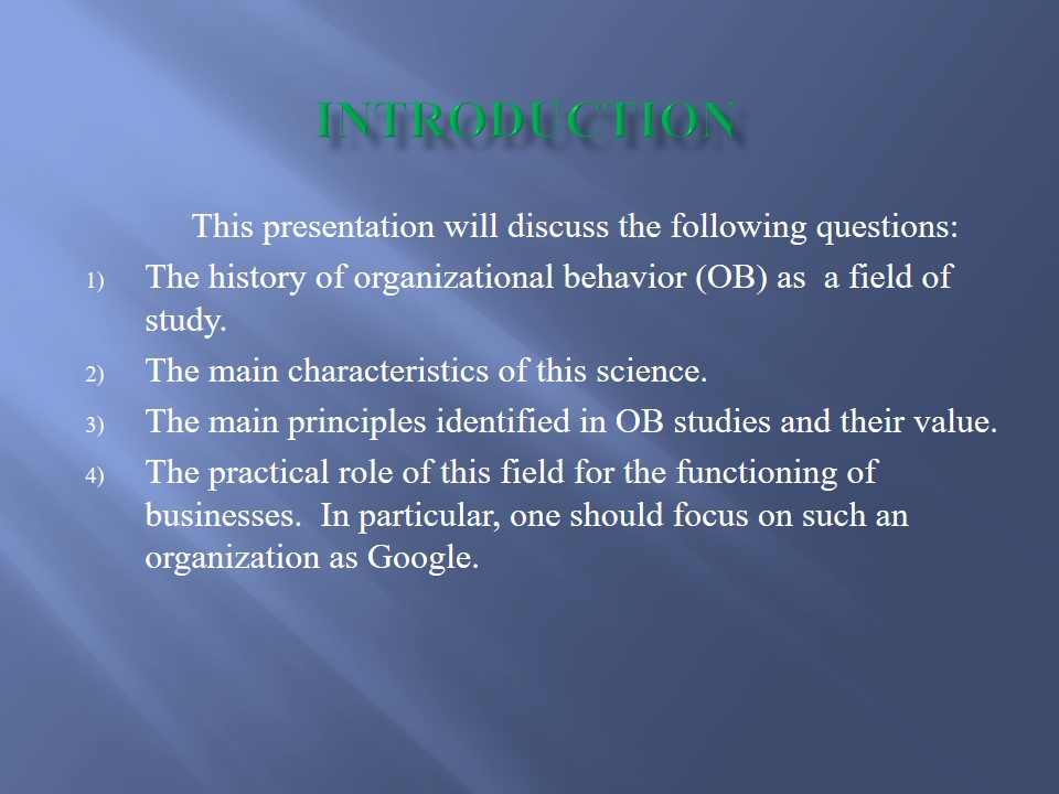 historical background of organizational behaviour