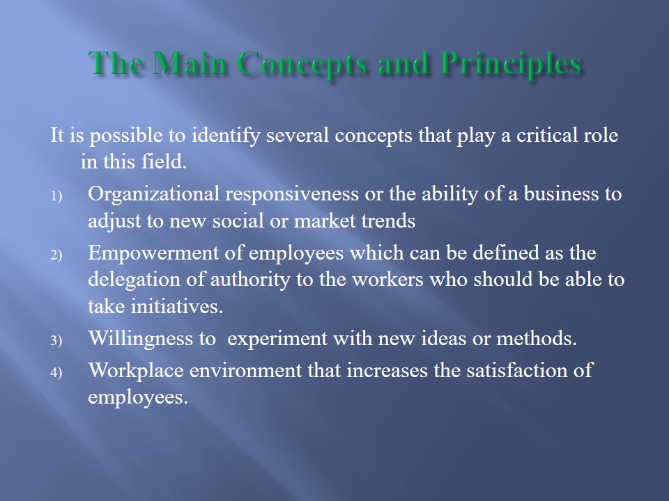 The Main Concepts and Principles