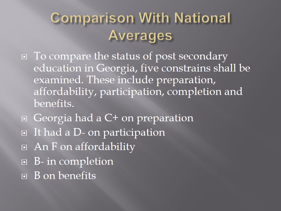 Comparison With National Averages