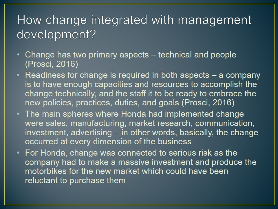 How change integrated with management development?