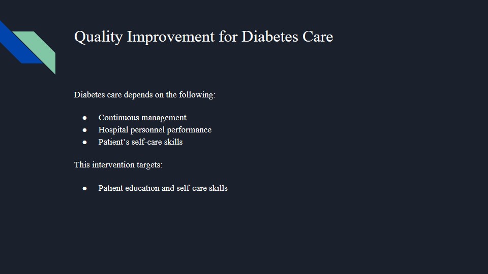 Quality Improvement for Diabetes Care