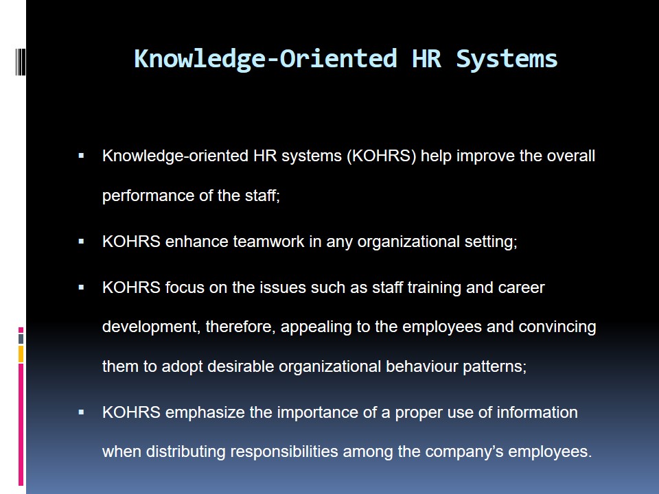 Knowledge-Oriented HR Systems
