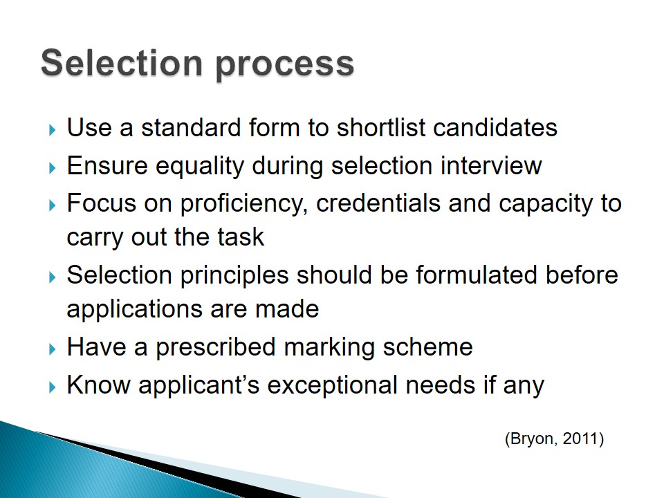 Selection process