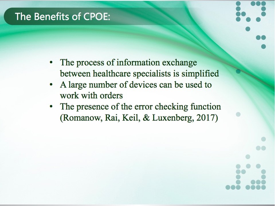 The Benefits of CPOE