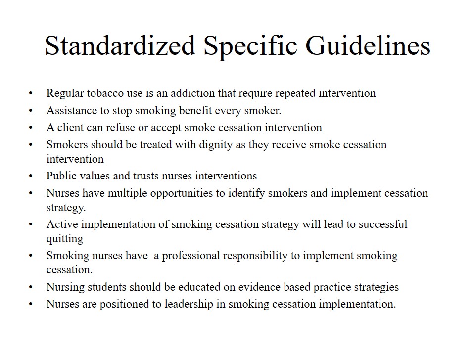 Standardized Specific Guidelines