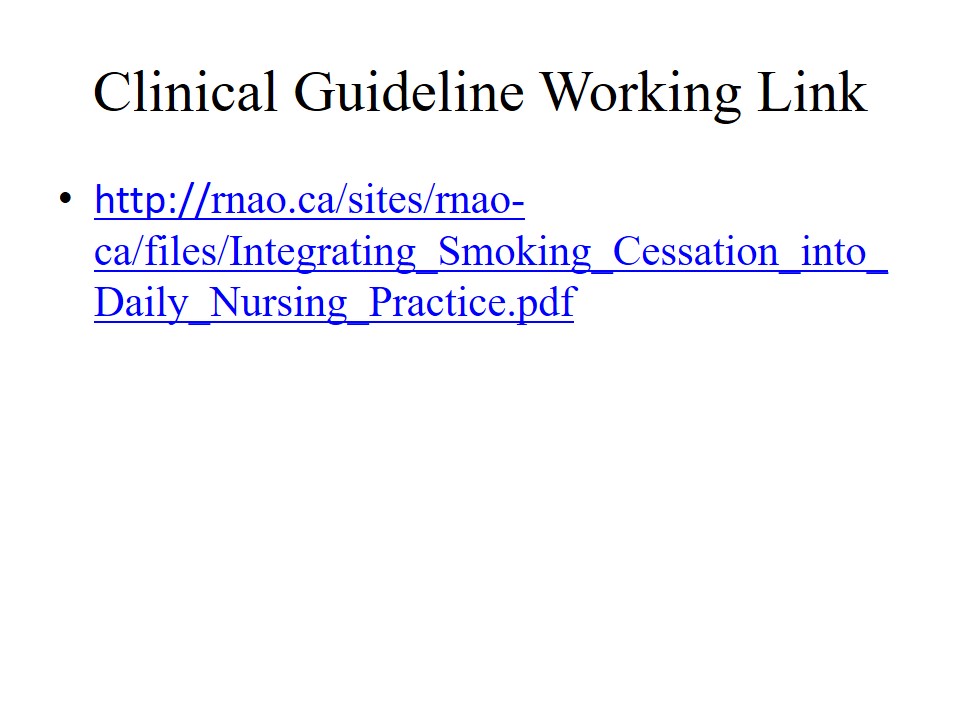 Clinical Guideline Working Link
