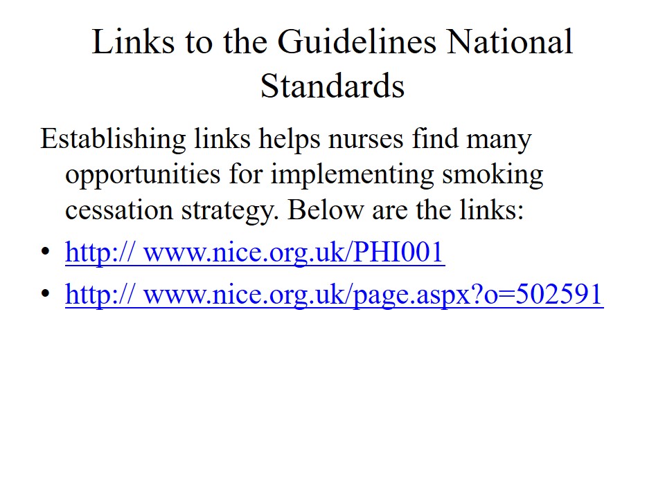 Links to the Guidelines National Standards