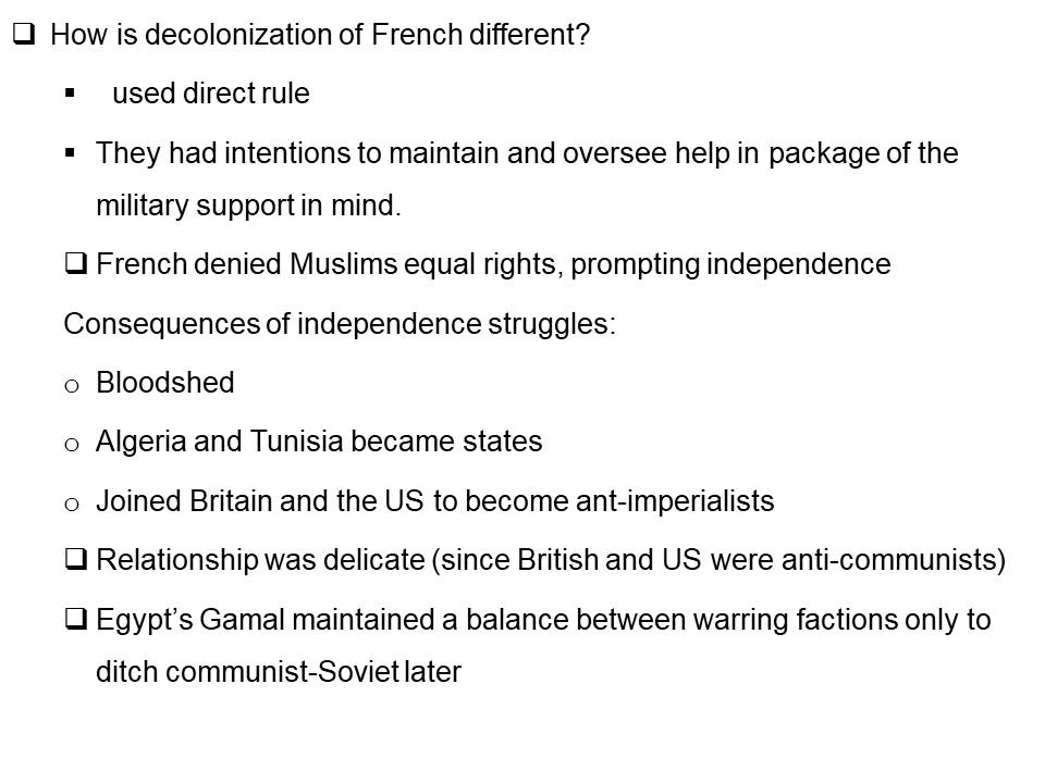 How is decolonization of French different