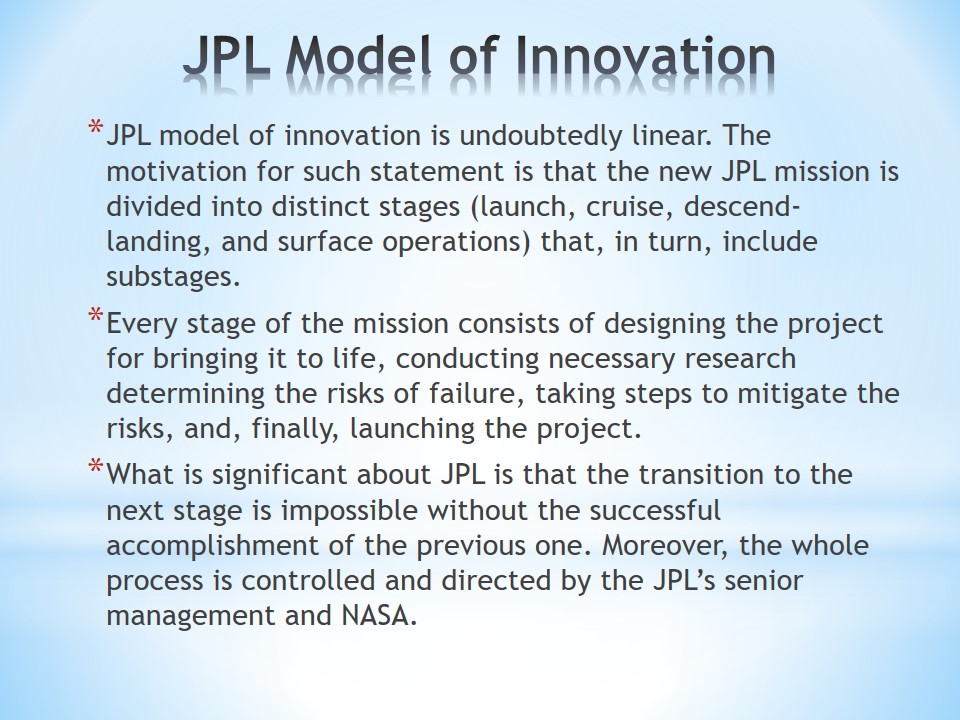 JPL: Model of Innovation