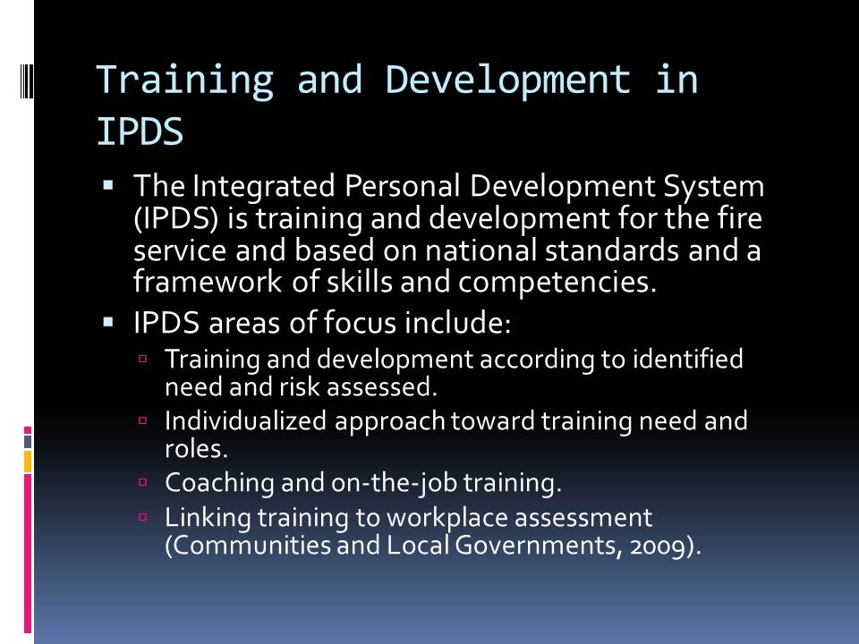 Training and Development in IPDS
