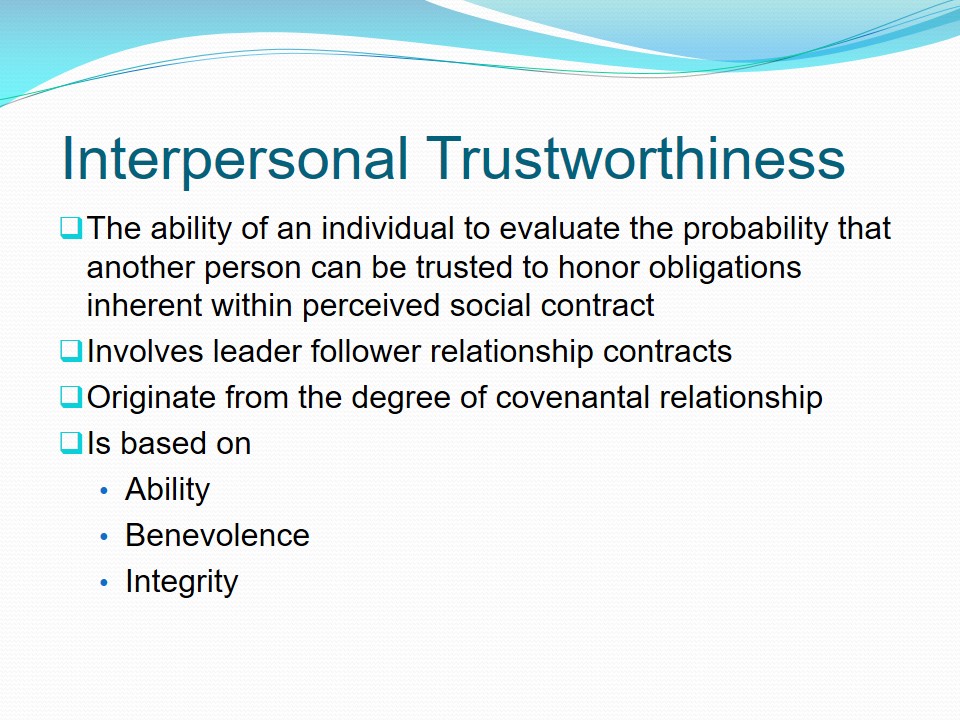  Interpersonal Trustworthiness