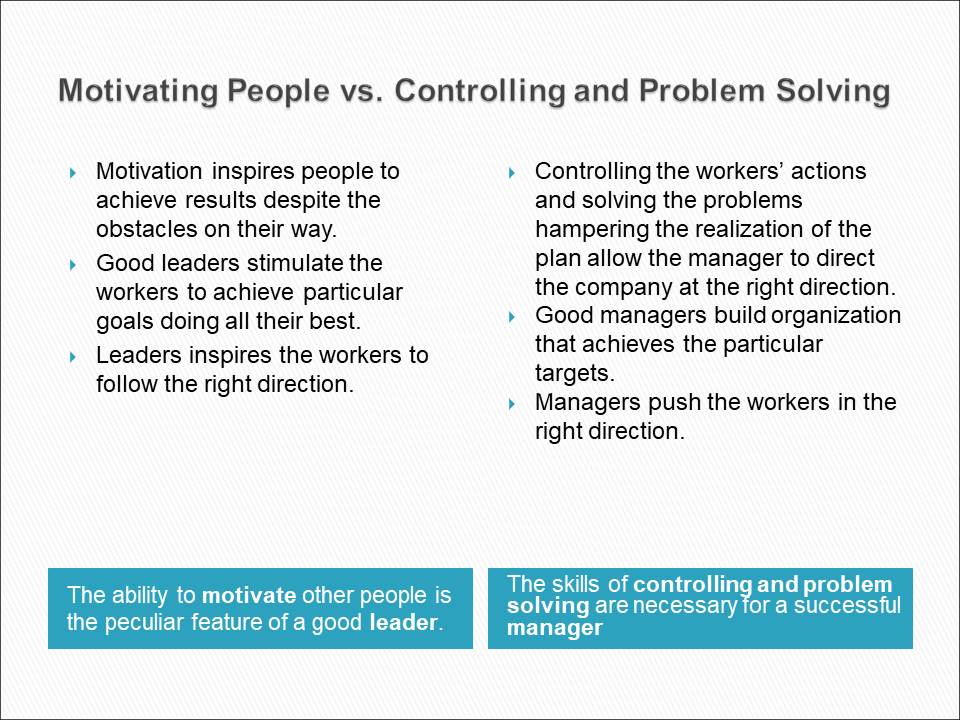 Motivating People vs. Controlling and Problem Solving