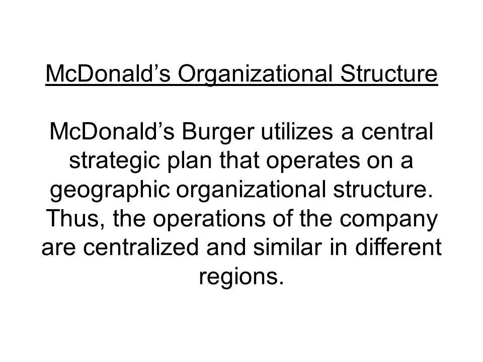 McDonald’s Organizational Structure