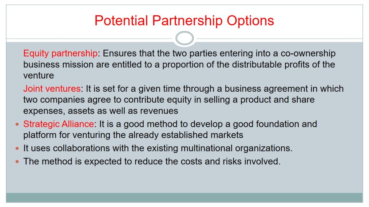 Potential Partnership Options