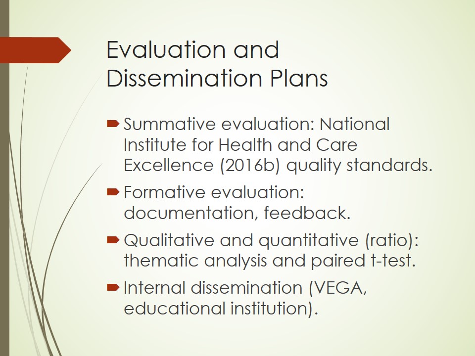 Evaluation and Dissemination Plans