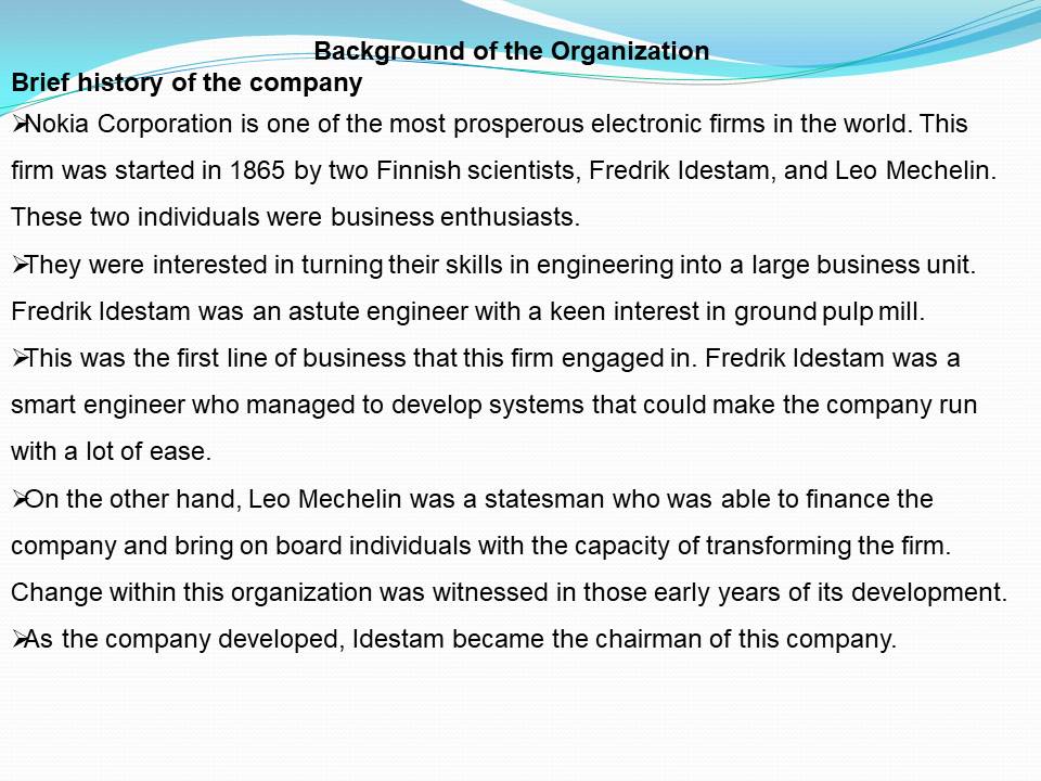 Brief history of the company