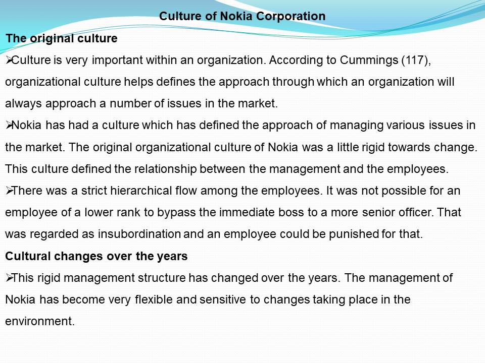 Culture of Nokia Corporation