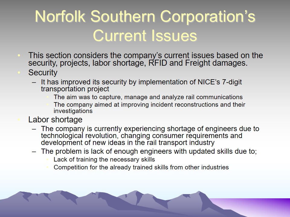 Norfolk Southern Corporation’s Current Issues