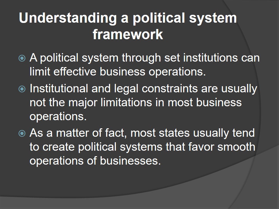 Understanding a political system framework