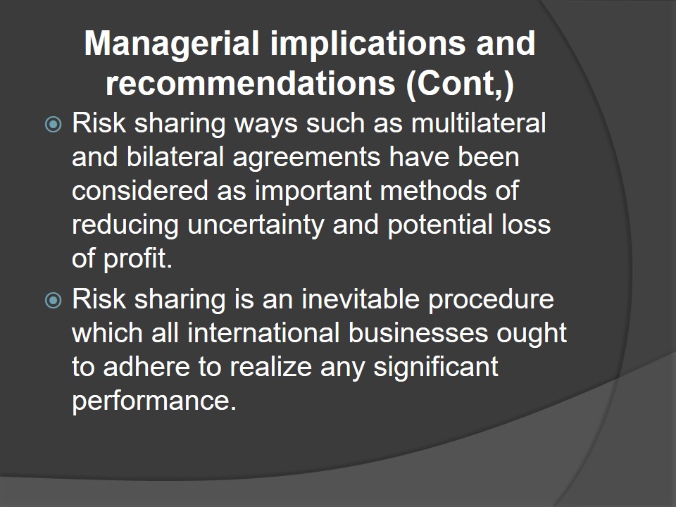 Managerial implications and recommendations