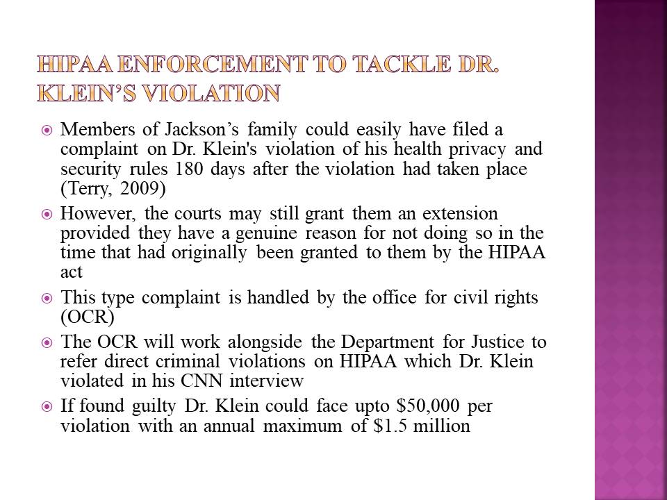 HIPAA enforcement to tackle dr. Klein’s violation