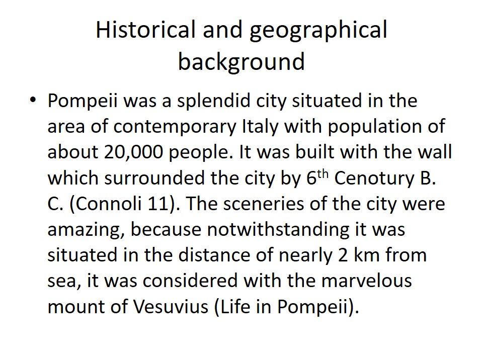 Historical and geographical background