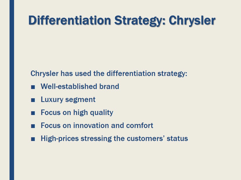 Differentiation Strategy: Chrysler