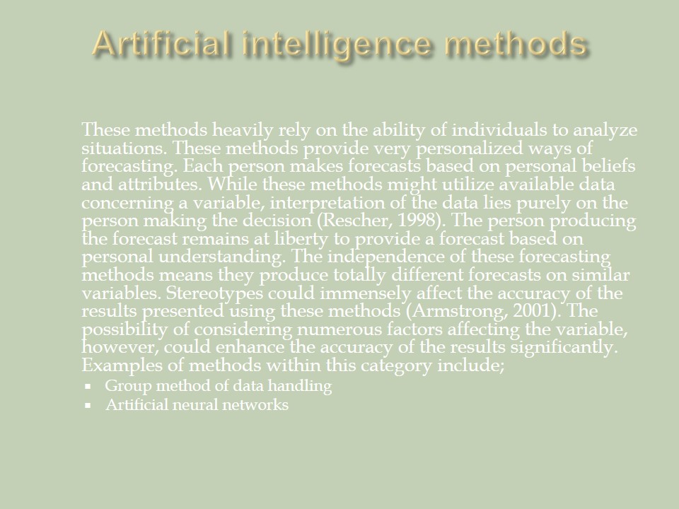 Artificial intelligence methods