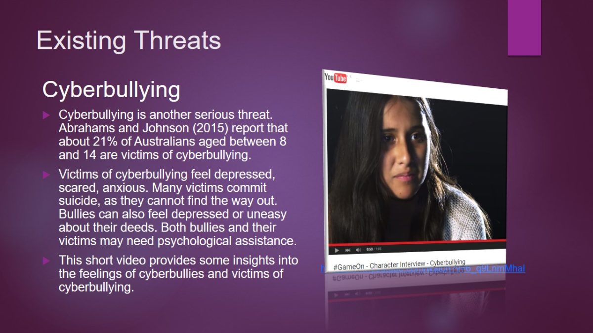 This short video provides some insights into the feelings of cyberbullies and victims of cyberbullying.
