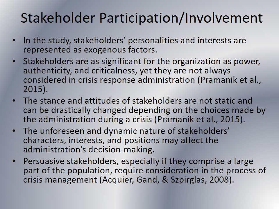 Stakeholder Participation/Involvement