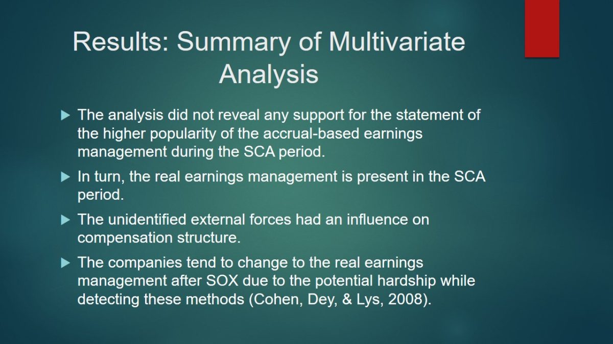 Summary of Multivariate Analysis