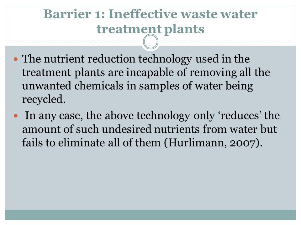 Ineffective waste water treatment plants