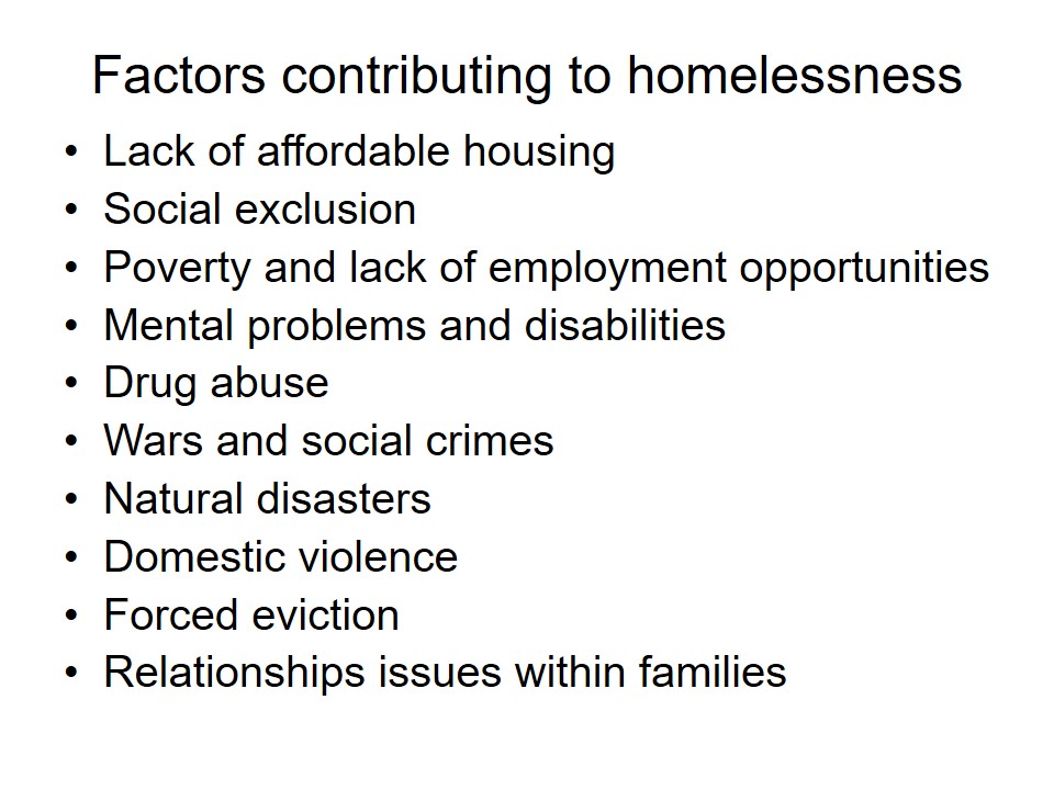 Factors contributing to homelessness