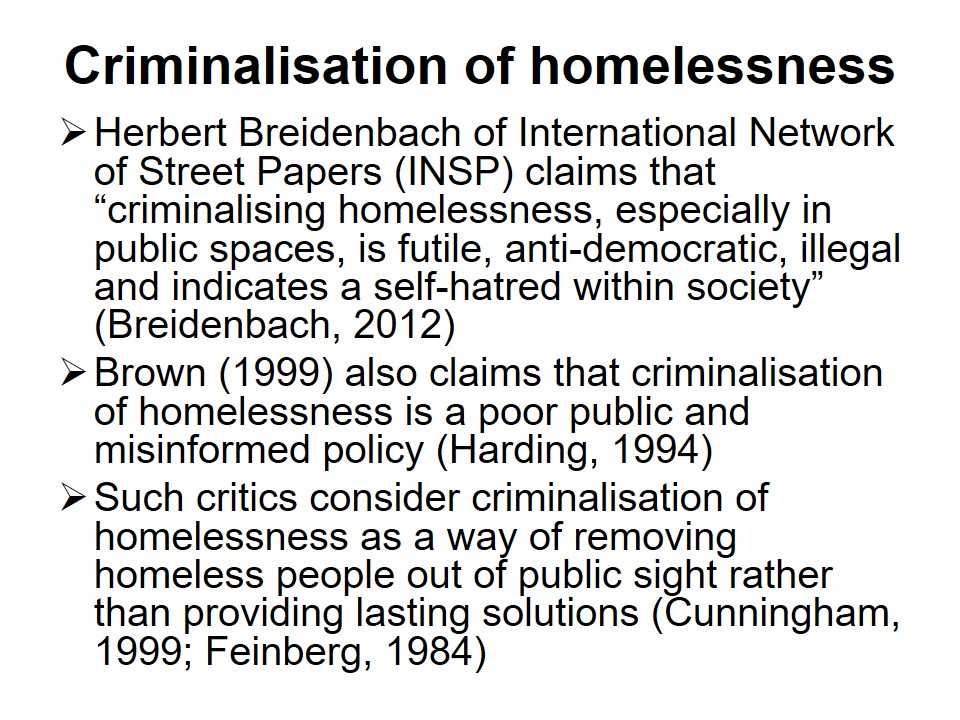 Criminalisation of homelessness