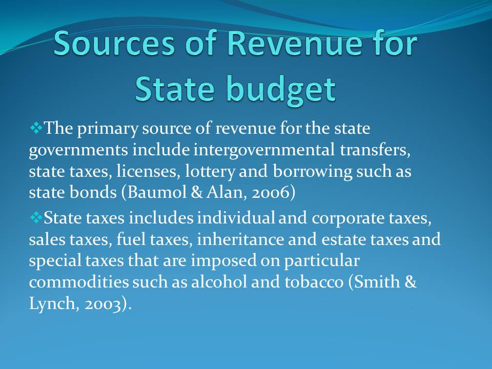Sources of Revenue for State budget