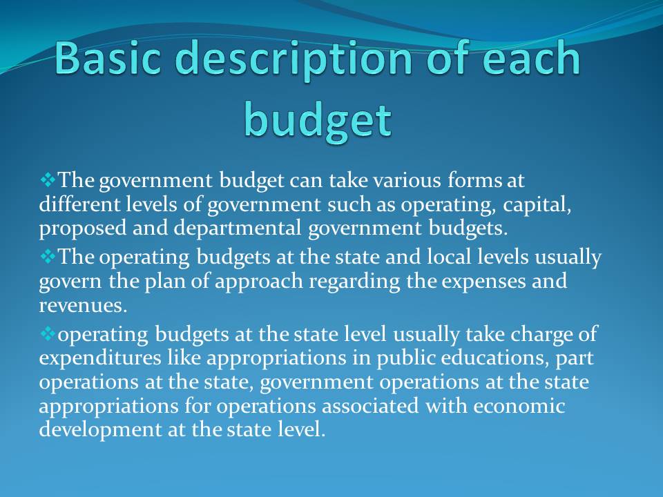 Basic description of each budget