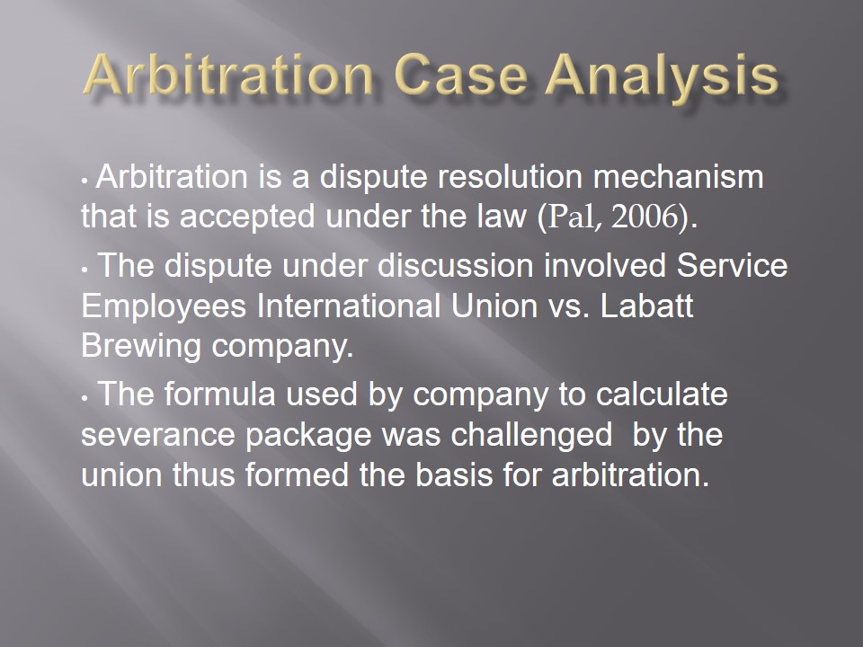 Arbitration Case Analysis