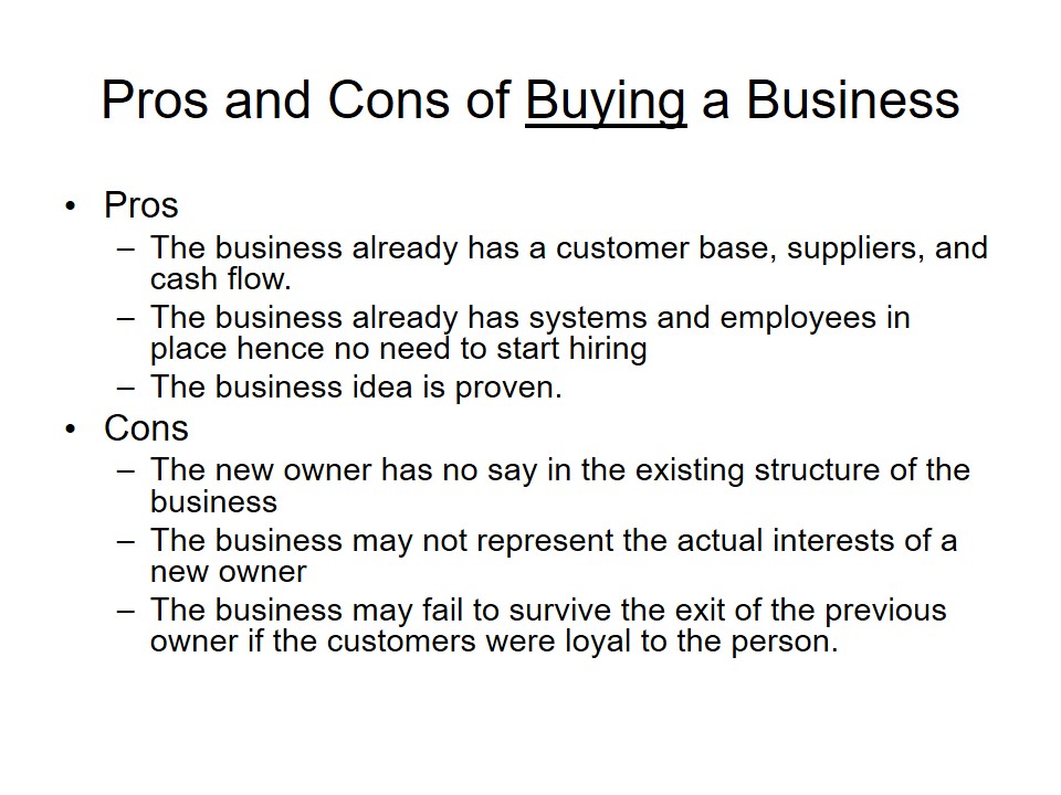 Pros and Cons of Buying a Business