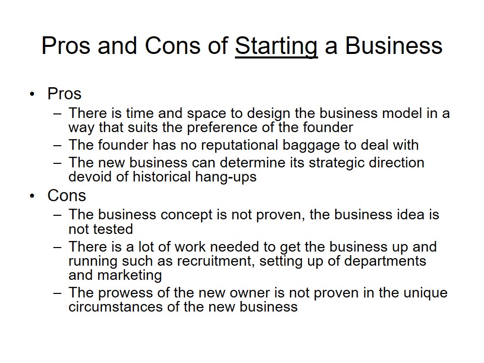 Pros and Cons of Starting a Business