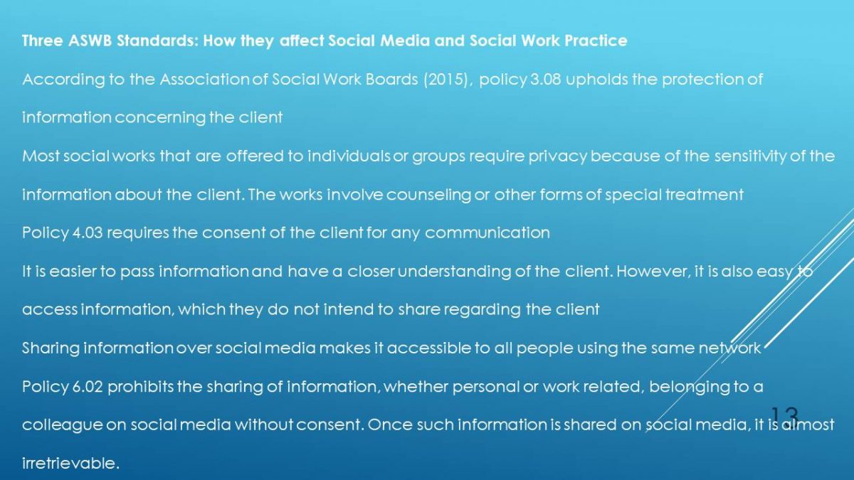 Three ASWB Standards: How they affect Social Media and Social Work Practice