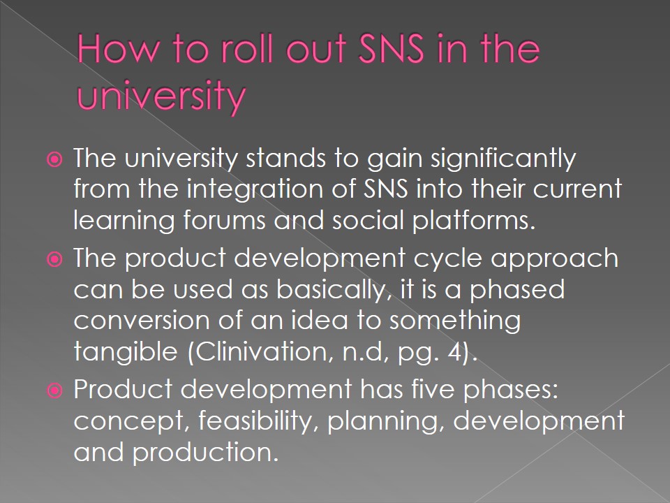 How to roll out SNS in the university