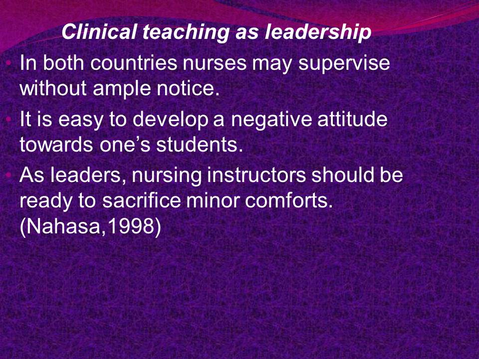 Clinical teaching as leadership