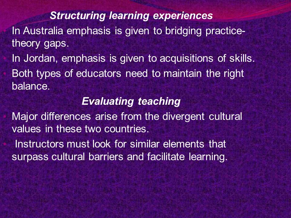 Structuring learning experiences