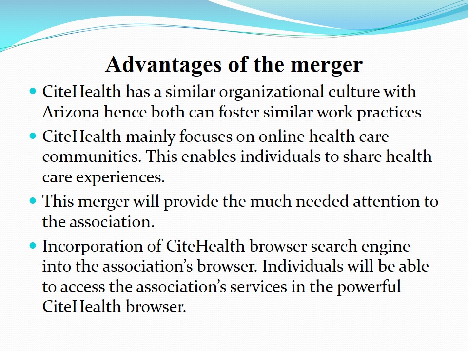 Advantages of the merger